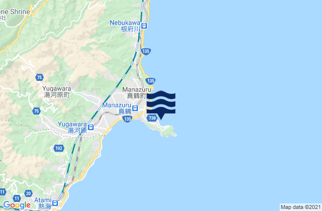 Karte der Gezeiten Manazuru, Japan