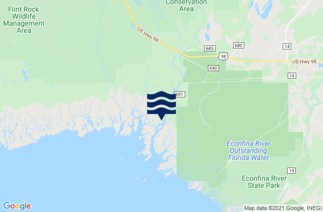 Karte der Gezeiten Mandalay (Aucilla River), United States