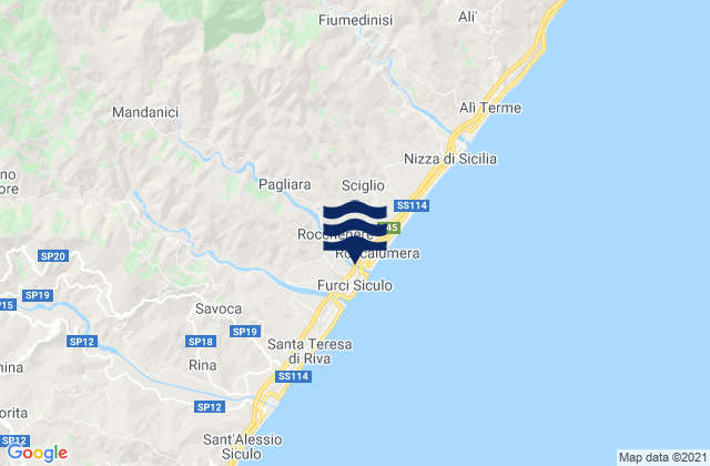 Karte der Gezeiten Mandanici, Italy