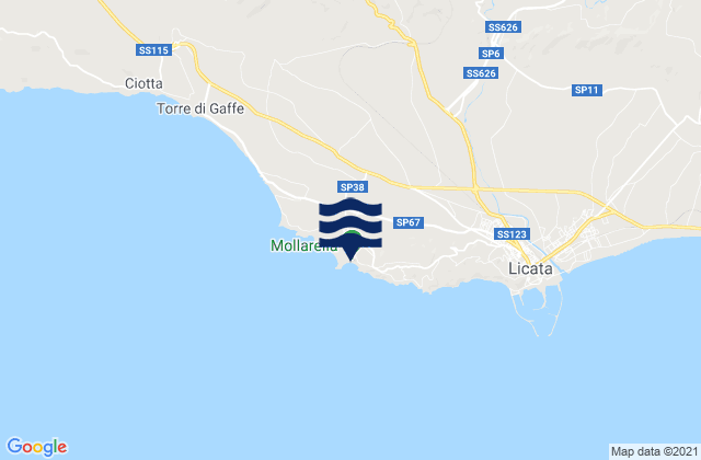 Karte der Gezeiten Mandy Beach, Italy
