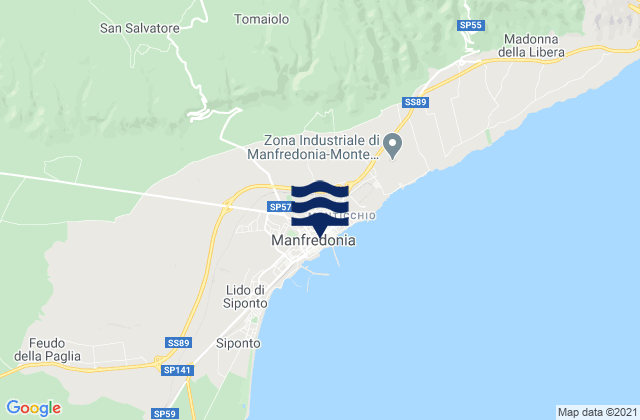 Karte der Gezeiten Manfredonia, Italy