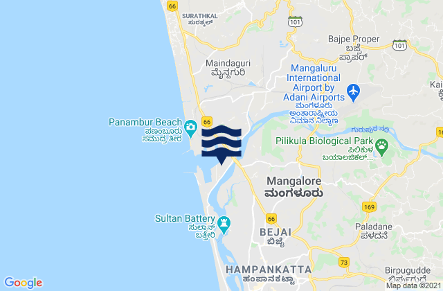 Karte der Gezeiten Mangalore, India