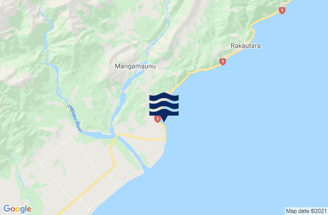 Karte der Gezeiten Mangamaunu, New Zealand