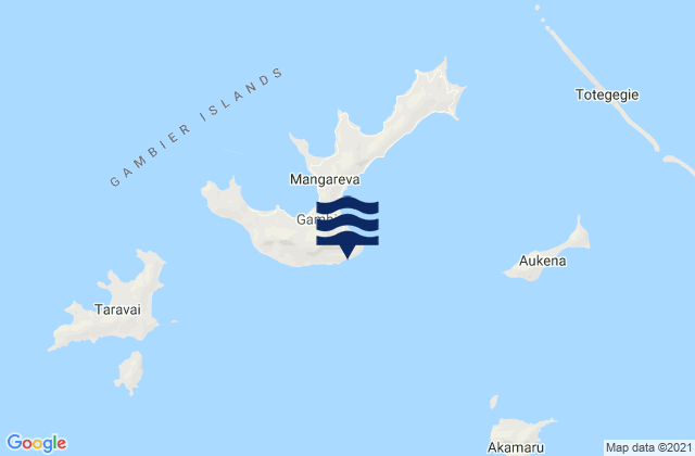 Karte der Gezeiten Mangareva Island, French Polynesia