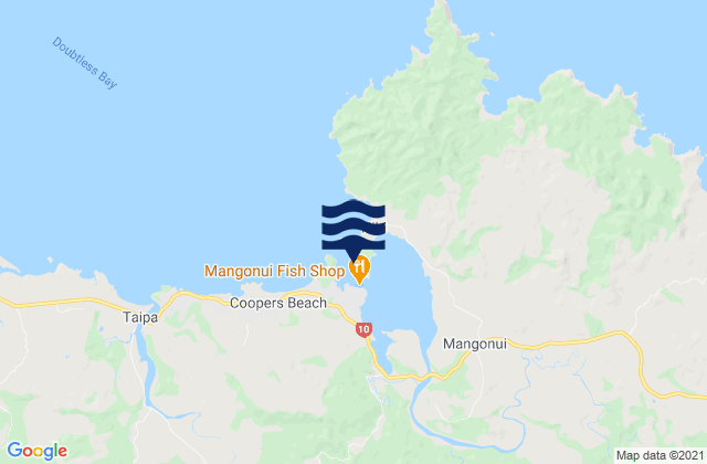 Karte der Gezeiten Mangonui, New Zealand