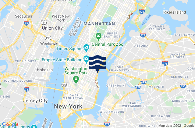 Karte der Gezeiten Manhattan 26th street, United States