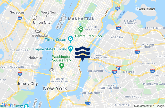Karte der Gezeiten Manhattan off 31st Street, United States