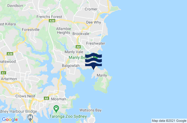 Karte der Gezeiten Manly Beach, Australia