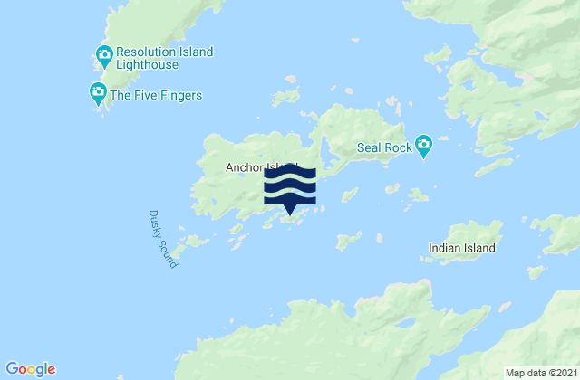 Karte der Gezeiten Many Islands, New Zealand