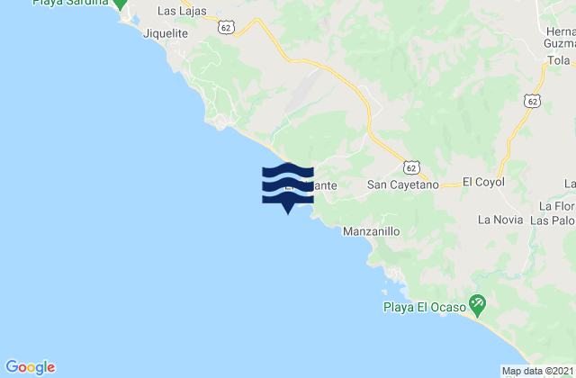 Karte der Gezeiten Manzanillo, Nicaragua