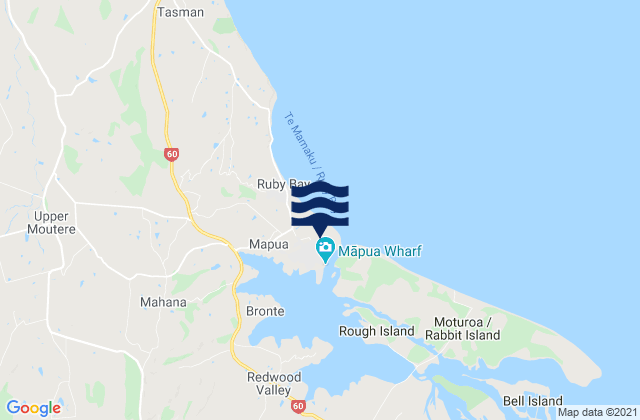 Karte der Gezeiten Mapua, New Zealand