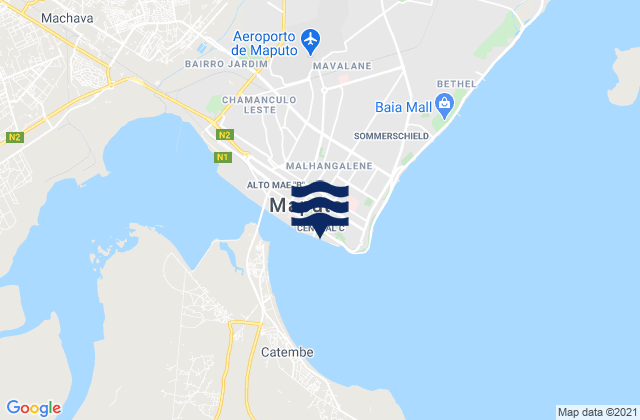 Karte der Gezeiten Maputo, Mozambique
