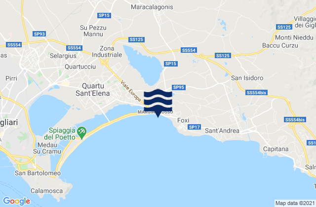 Karte der Gezeiten Maracalagonis, Italy