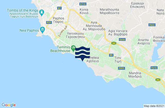 Karte der Gezeiten Marathoúnta, Cyprus