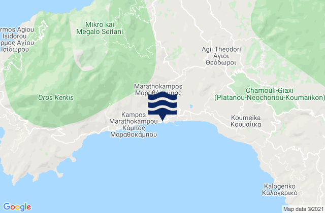 Karte der Gezeiten Marathókampos, Greece