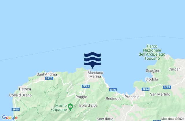 Karte der Gezeiten Marciana Marina, Italy