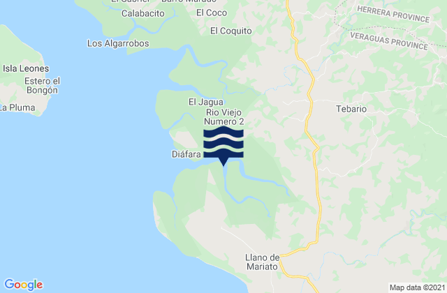 Karte der Gezeiten Mariato District, Panama