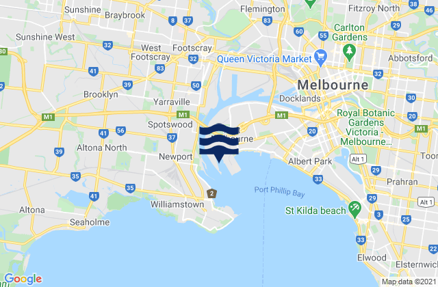 Karte der Gezeiten Maribyrnong, Australia