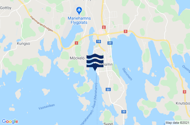 Karte der Gezeiten Mariehamn, Aland Islands