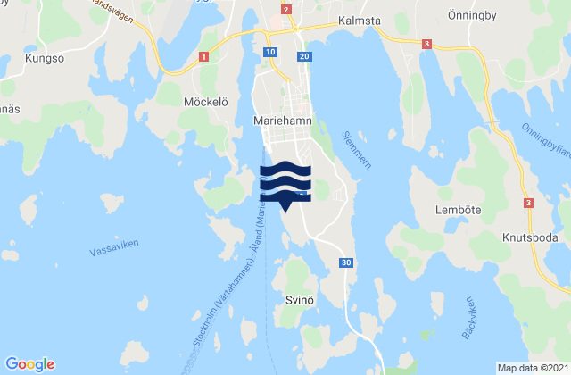 Karte der Gezeiten Mariehamns stad, Aland Islands