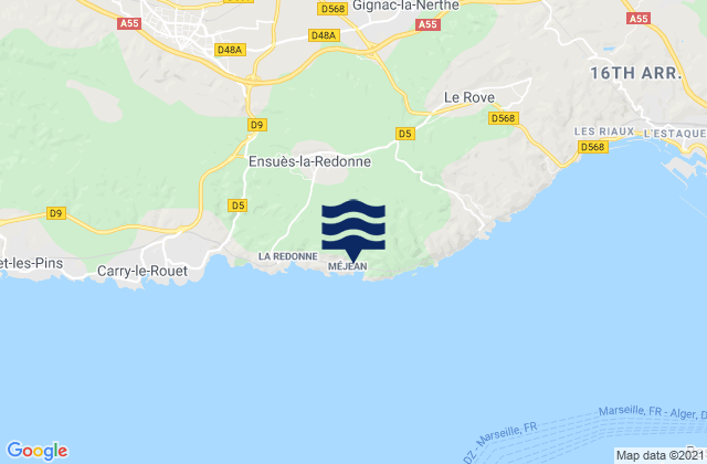 Karte der Gezeiten Marignane, France