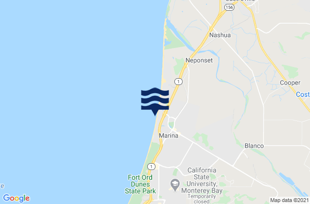 Karte der Gezeiten Marina State Beach, United States