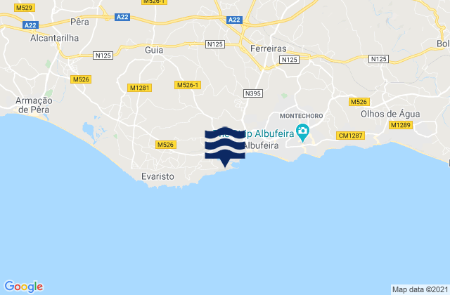 Karte der Gezeiten Marina de Albufeira, Portugal