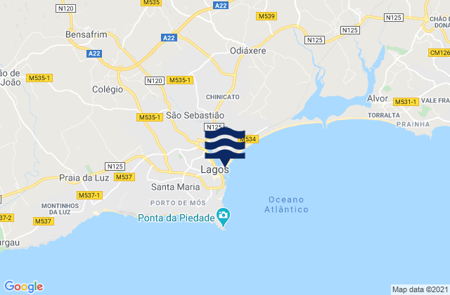 Karte der Gezeiten Marina de Lagos, Portugal