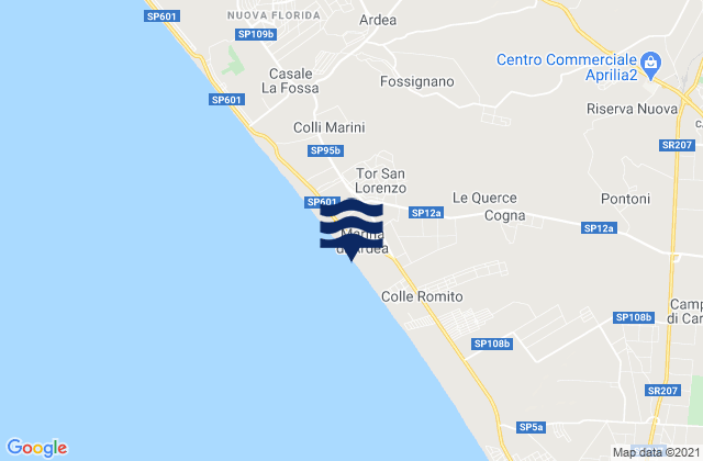 Karte der Gezeiten Marina di Ardea-Tor San Lorenzo, Italy