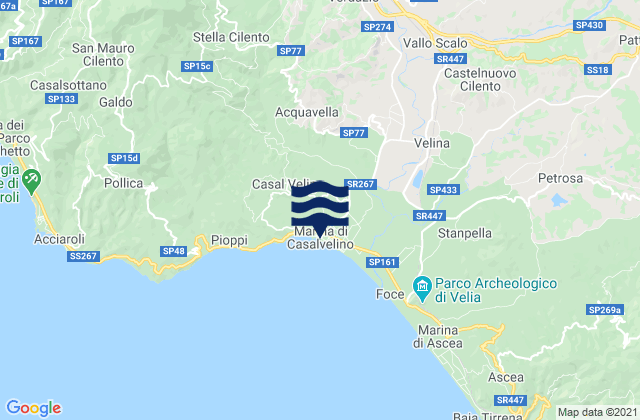 Karte der Gezeiten Marina di Casal Velino, Italy