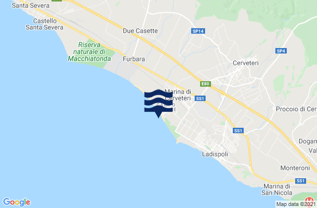 Karte der Gezeiten Marina di Cerveteri, Italy
