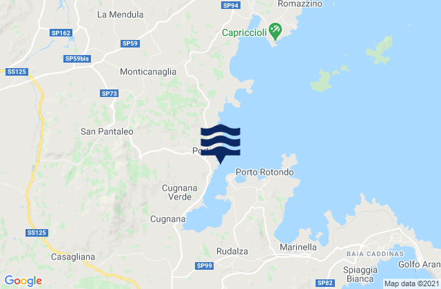 Karte der Gezeiten Marina di Portisco, Italy