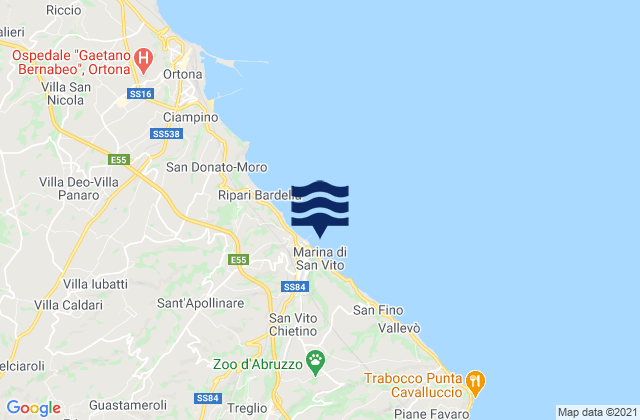 Karte der Gezeiten Marina di San Vito, Italy