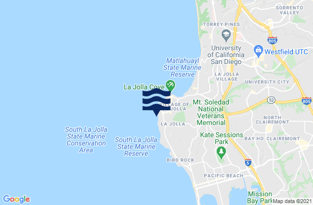 Karte der Gezeiten Marine Street Beach, United States