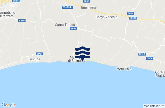 Karte der Gezeiten Marinella, Italy