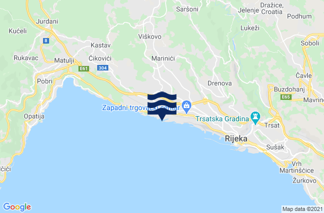 Karte der Gezeiten Marinići, Croatia