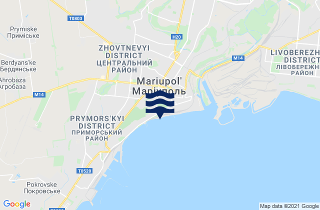 Karte der Gezeiten Mariupol, Ukraine