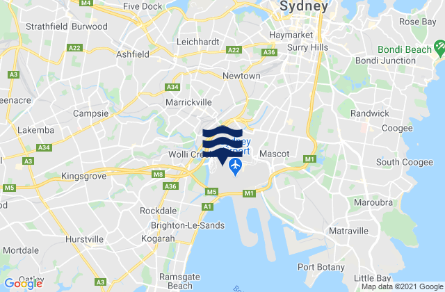Karte der Gezeiten Marley, Australia