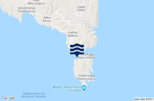 Karte der Gezeiten Marmari (Mani), Greece
