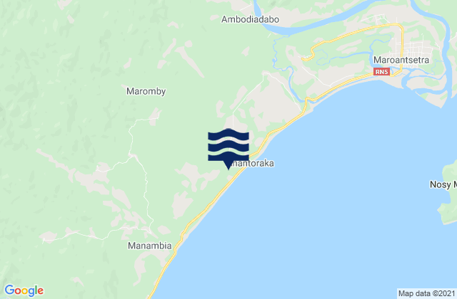Karte der Gezeiten Maroantsetra District, Madagascar