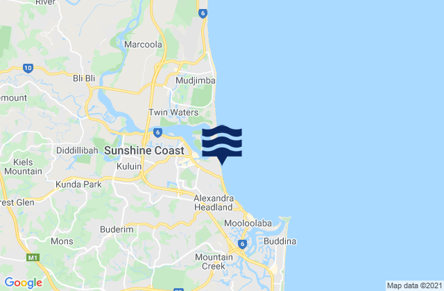 Karte der Gezeiten Maroochydore Beach, Australia