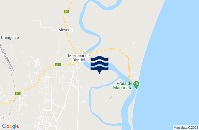 Karte der Gezeiten Marracuene District, Mozambique