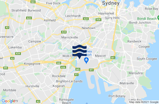 Karte der Gezeiten Marrickville, Australia