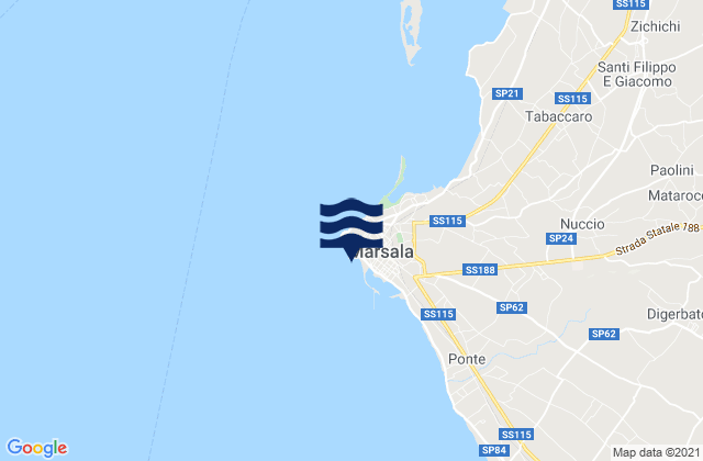 Karte der Gezeiten Marsala, Italy