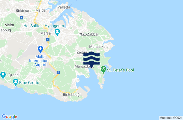 Karte der Gezeiten Marsaxlokk, Malta
