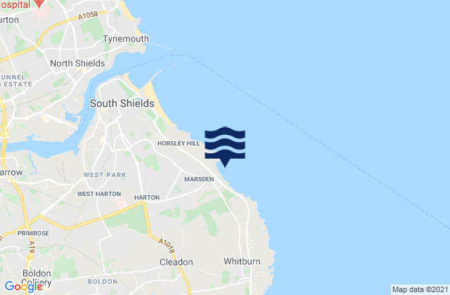 Karte der Gezeiten Marsden Bay, United Kingdom