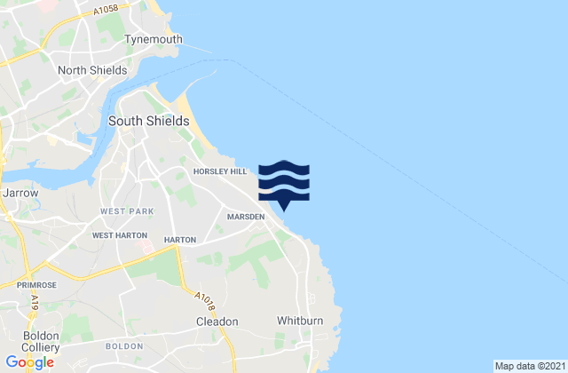 Karte der Gezeiten Marsden Beach, United Kingdom