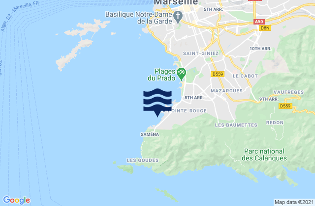 Karte der Gezeiten Marseille - La Verrerie, France