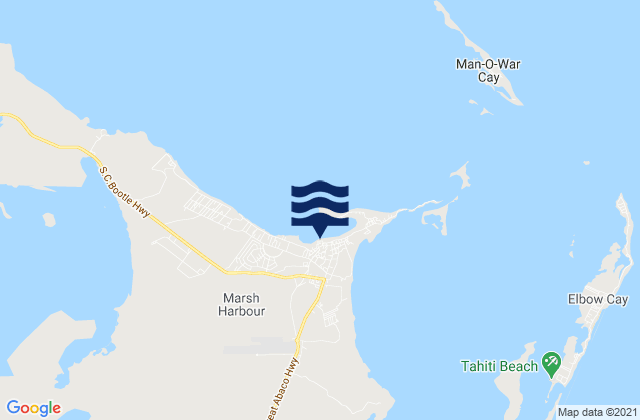 Karte der Gezeiten Marsh Harbour, Bahamas