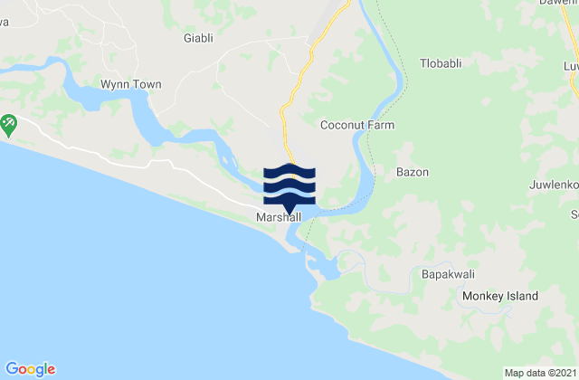 Karte der Gezeiten Marshall Junk River, Liberia